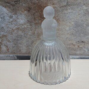 Vintage Ribbed Crystal Bell Frosted Glass Praying Child Figure 1978